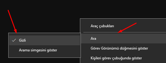 Windows 10 Görev Çubuğunda Arama Simgesini Gizlemek Windows 10 Görev Çubuğunda Arama Simgesini Gizlemek