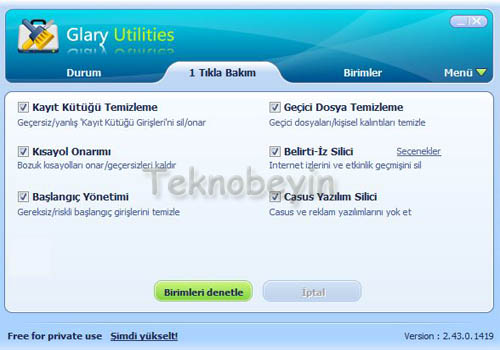 Glary Utilities Arayüz
