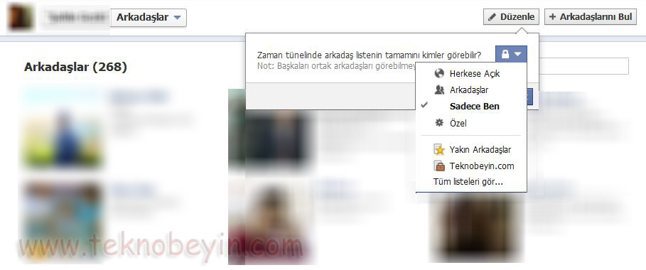 arkadaş listesi gizleme copy