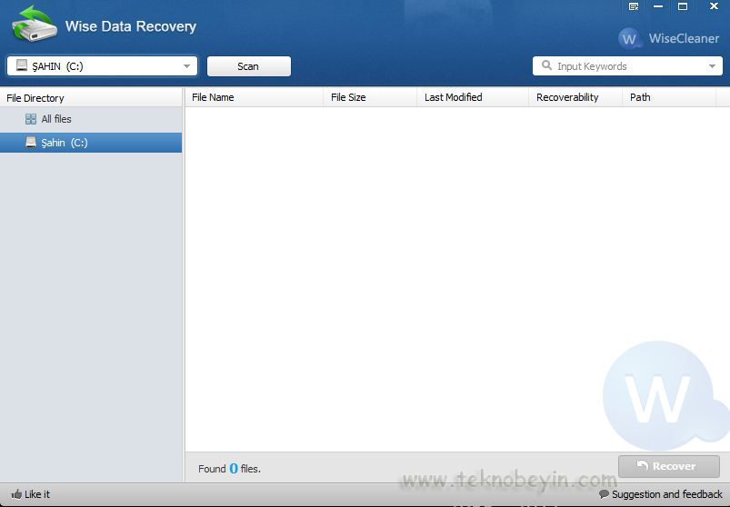 Wise Data Recovery arayüz