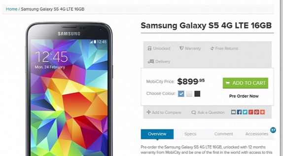 samsung galaxy s5 on siparis