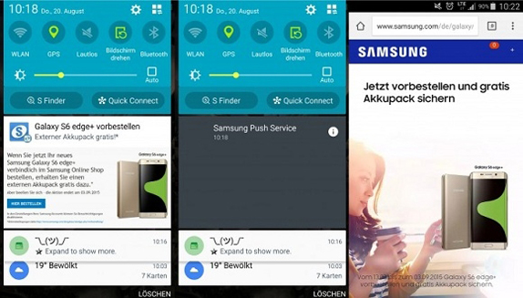 Samsung bildirim cubugu reklamlari