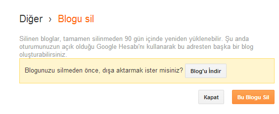 blogger blog silmek