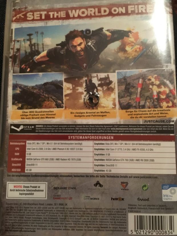 Just Cause 3 Sistem Gereksinimleri