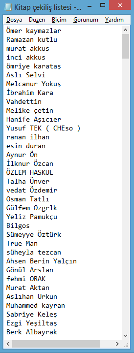 ikinci cekilis sonuc listesi