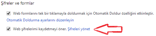 google chrome kayitli sifreler