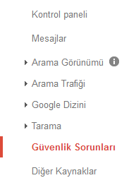 google search console guvenlik sorunlari