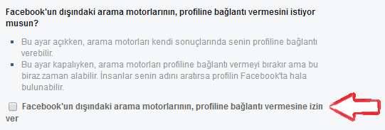 facebook arama motorlarinda gorunmemek 5