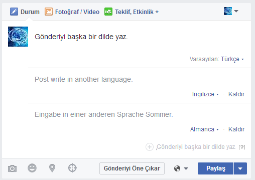 facebook otomatik ceviri