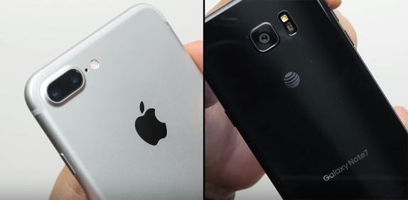 galaxy note 7 iphone 7 plus dusme testi
