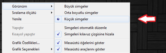 windows 7 masaustu simgelerini kucultmek 1