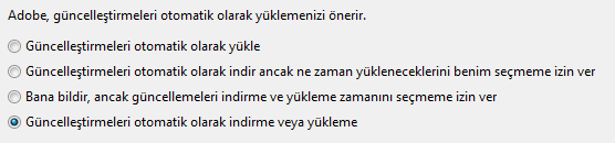 adobe reader guncellemeleri kapatmak 3