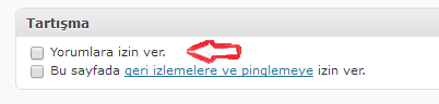 wordpress yaziyi yoruma kapatmak 2