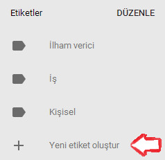 google keep etiket olusturmak 2