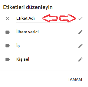 google keep etiket olusturmak 3