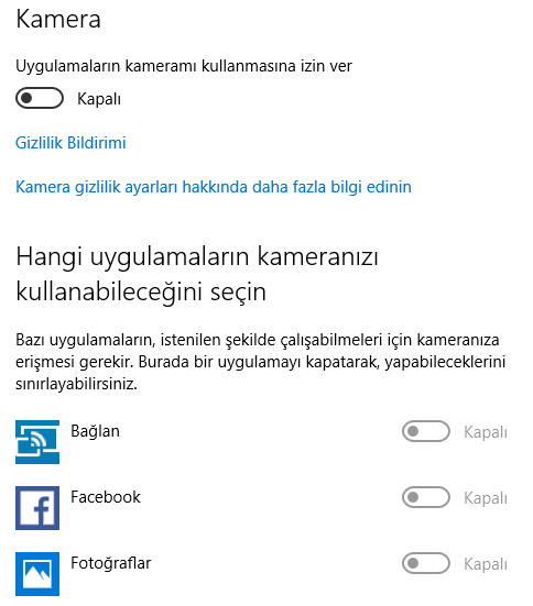 windows 10 kamera kapatmak 4