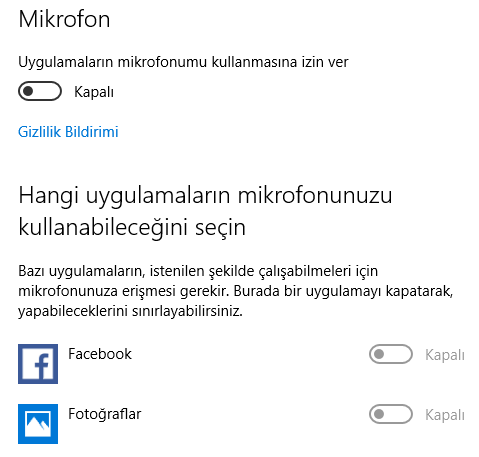 windows 10 mikrofon kapatmak 4
