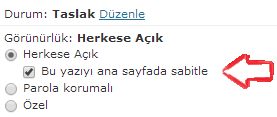 wordpress yazi sabitlemek 2