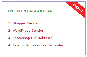 wordpress onerilen baglantilar bolumu