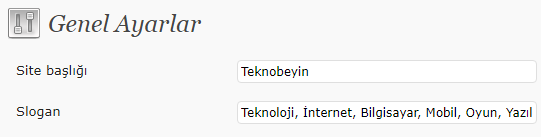 wordpress-site-basligi-ve-slogan