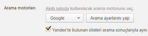 Yandex Browser'da Varsayılan Arama Motorunu Değiştirmek