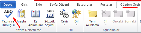 Word Kırmızı Çizgileri Kaldırma 2010-2016-2020