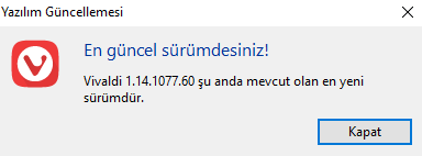 Vivaldi Browser Güncelleme Nasıl Yapılır?