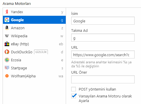 Vivaldi Browser Varsayılan Arama Motoru Değiştirme Nasıl Yapılır?