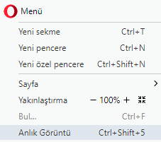 Opera'da Ekran Görüntüsü Almak (Eklentisiz) Opera'da Ekran Görüntüsü Almak (Eklentisiz)