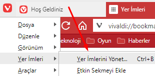 Vivaldi Browser'da Yer İmlerine Ayırıcı Eklemek