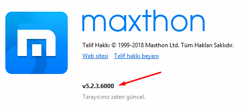 Maxthon Browser'da Tarayıcı Sürümünü Öğrenmek
