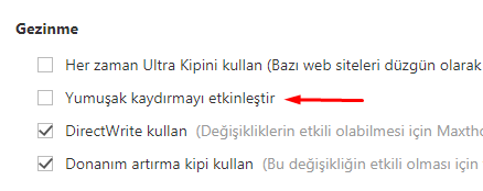 Maxthon Browser'da Yumuşak Kaydırmayı Kapatmak Maxthon Browser'da Yumuşak Kaydırmayı Kapatmak