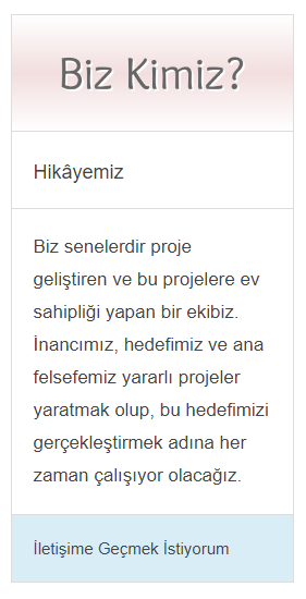 Web Sitemiz için Hakkımızda Kutucuğu Yapalım