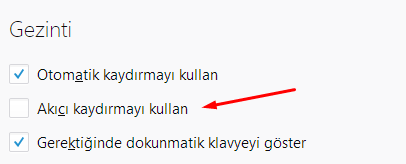 Firefox'da Akıcı Kaydırma Kapatma Nasıl Yapılır?