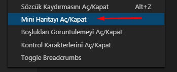 Visual Studio Code'da Mini Haritayı Kapatalım Visual Studio Code'da Mini Haritayı Kapatalım