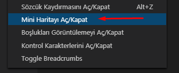 Visual Studio Code'da Mini Haritayı Kapatalım