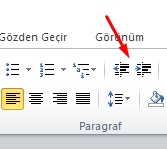 Word 2010'da Yazının Girintisini Artırmak ve Azaltmak