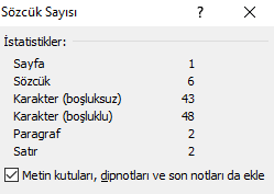 Word 2010'da Sözcük Sayısını Öğrenmek