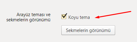 Yandex Browser'da Koyu Temayı Aktif Etmek