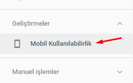 Search Console ve Mobil Kullanılabilirlik Sekmesi Search Console ve Mobil Kullanılabilirlik Sekmesi