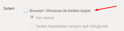 Yandex Browser'ı Windows ile Birlikte Başlatmak