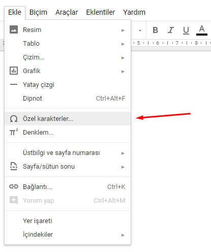 Google Dokümanlar Özel Karakter Ekleme Nasıl Yapılır? Google Dokümanlar Özel Karakter Ekleme Nasıl Yapılır?