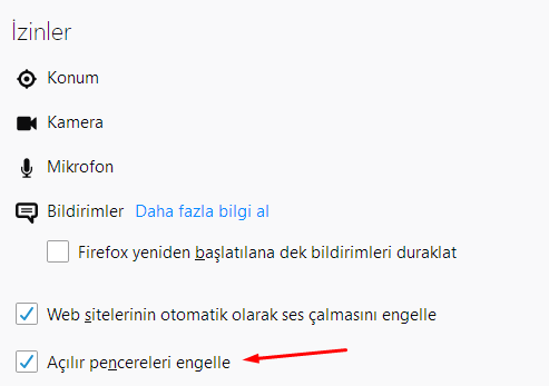 Firefox Açılır Pencereleri Otomatik Engelleyelim Firefox Açılır Pencereleri Otomatik Engelleyelim