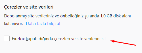 Firefox Kapatıldığında Tüm Çerezler Otomatik Silinsin