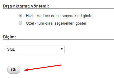 phpMyAdmin ile Veritabanı Yedek Alma Nasıl Yapılır?