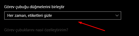 Windows 10 Görev Çubuğundaki Etiketleri Gizlemek