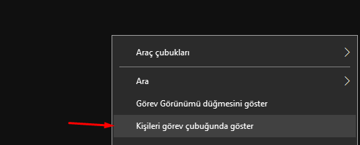 Windows 10 Görev Çubuğundaki Kişiler Simgesini Gizlemek