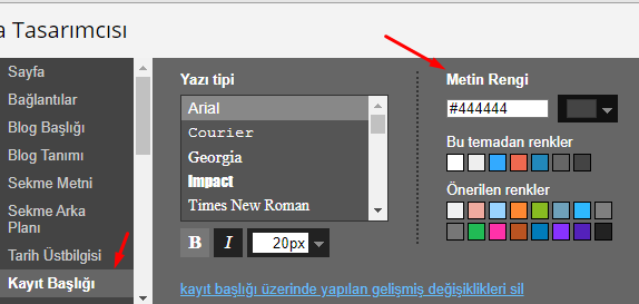 Blogger Kayıt Başlığı Yazı Rengi Değiştirme Nasıl Yapılır?