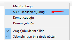 Internet Explorer 11'de Sık Kullanılanlar Çubuğu Nasıl Eklenir?