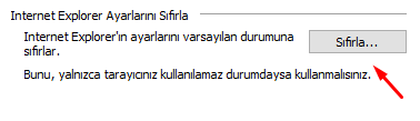 Internet Explorer 11'de Ayarları Sıfırlama Nasıl Yapılır?